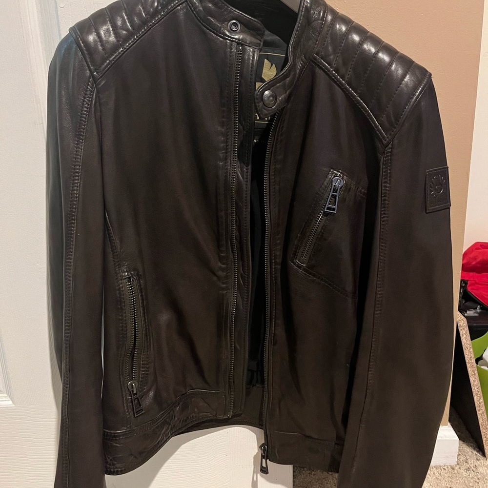 brown Belstaff genuine leather jacket